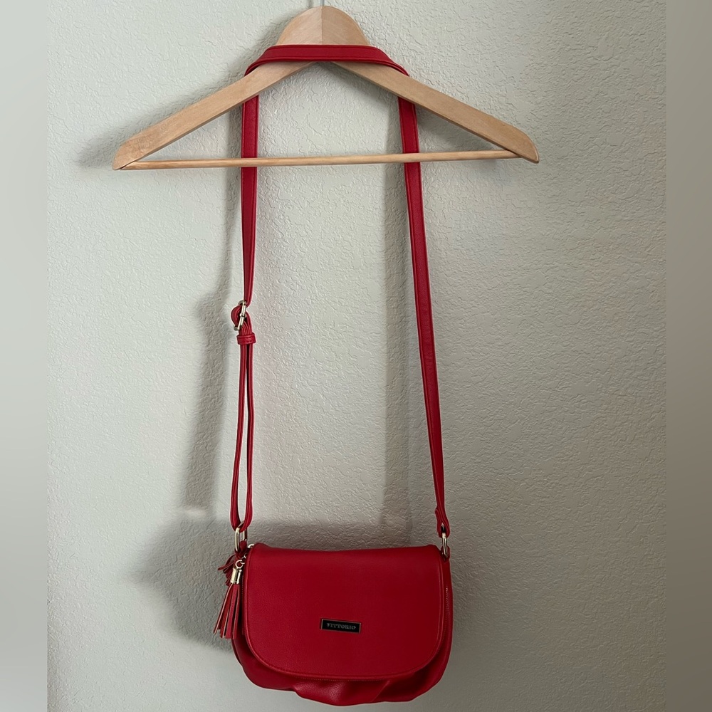 Victoria Gold Collection Small Red Pebbled Satchel (Used)